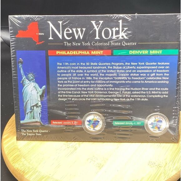 New York Colorized State Quarter INOP with cellophane wrap and COA - Picture 3 of 5